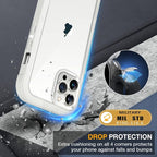 Miracase Glass Case for iPhone 13 Pro Max 6.7 inch, Upgrade Full-Body Clear Bumper Case with Built-in 9H Tempered Glass Screen Protector for iPhone 13 Pro Max, Rice White