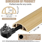 Floor Cord Cover Self Adhesive Cord Hider,10FT Cable Management, Extension Strip Protector for Wires, Prevent Cable Trips for Offices, Gyms, Exhibitions Cavity:0.39"(W) x0.27(H) WoodLightyellow
