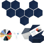 Mollywell Hexagon Acoustic Panels, High Density, Soundproofing, Decorative Noise Reduction Felt Wall Tiles for Ceilings, Home Office & Gaming Room (Deep Blue), 12x10x0.4 Inch