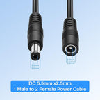PNGKNYOCN DC 5.5x2.5mm 1 Male to 2 Female Power Supply Splitter Cord 30CM, Y Splitter Adapter Cord ，for CCTV Cameras DVR, LED Light Strip (2-Pack)