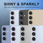for Samsung Galaxy S25 Plus Camera Lens Protector, Individual Metal Ring Tempered Glass Lens Cover, [Strong Adsorption] Scratch Resistant Ultra-Thin HD Clear Lens Cover, 1 Set-Purple Sparkly