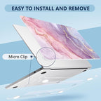 Compatible with MacBook Air 13.6 inch Case, M4 A3240/M3 A3113/M2 A2681 (Released 2025 to 2022), Hard Shell, Keyboard Cover, Screen Protector, Webcam Cover & Type-C Adapter, Pink Marble
