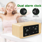 MOSITO Digital Wooden Alarm Clock with Wireless Charging, 0-100% Dimmer, Dual Alarm, Weekday/Weekend Mode, Snooze, Wood LED Clocks for Bedroom, Bedside, Desk, Kids (Bamboo)