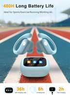 Wireless Earbuds, ANC Noise Cancelling Sport Ear Buds with Multifunctional Touch Screen, Bluetooth 5.4 Headphones, Bass Stereo Sound, 5 EQ Over The Ear Earbuds for Sports/Workout/Gym-Sky Blue