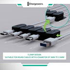 Magnetic Cable Clips [10-Pack] – Chargeworx Cord Organizer for Desk, Nightstand, Car, Wall – Strong Adhesive Wire Holder for USB-C, Lightning, Micro-USB – Tangle-Free, Snap-On, Easy Cable Management