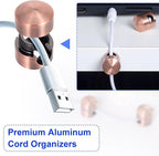 3 Sets Charger Holders for Cords, Red Bronze Color Adjustable Cable Anchor Holders, Adhesive Metal Cord Clips, Cable Management Wire Organizers for Desk, Office, Nightstand
