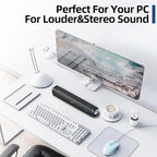 USB Computer Speakers,Computer Speakers with 3.5 mm aux,Wired USB Powered & Colorful LED Lights with Switch Button,Surround Sound Portable SoundBar for Monitor Laptop Phone(Black)