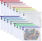 Oaimyy-16 PCS-9 x 12 inches-Mesh Zipper Pouch, Plastic Zip File Folders Puzzle Bags for Organizing,for Office Supplies,Travel,Home Storage-Multicolor