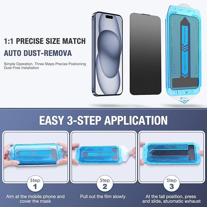 2-Pack Matte Privacy Screen Protector for iPhone Air 6.5-inch, 9H Tempered Glass, Full Coverage, Anti-Fingerprint, Auto Dust-Elimination, No Bubble, Easy Installation