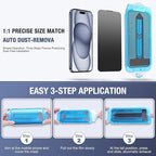 2-Pack Matte Privacy Screen Protector for iPhone 17 Pro Max 6.9-inch, 9H Tempered Glass, Full Coverage, Anti-Fingerprint, Auto Dust-Elimination, No Bubble, Easy Installation