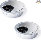 MAHDPRO Metal Desk Grommet 2 Inch (50 mm) Pack of 2-Silver (Pearl Chrome) Zinc Alloy Metallic Desk Cord Hole Cover to Arrange Cables & Wires Through Computer Table