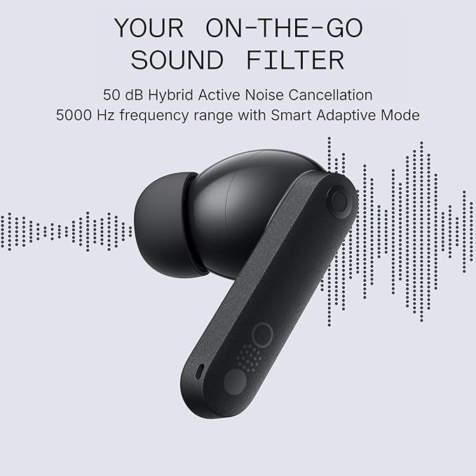 CMF Buds Pro 2 Hybrid 50db Noise Cancelling Earbuds, Hi-Res Audio with LDAC, 6 HD Mics Wireless Headphones, Smart Dial Design, Ultra Bass Technology, Bluetooth 5.4, 43H Playtime, Dark Grey