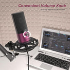 FIFINE Podcast Microphone Kit-USB PC Computer Recording Microphone, Condenser Mic Set for Streaming, Gaming, Voice-Over, Meeting, with Arm Stand, Shock Mount, Pop Filter-T669 Rose Red