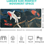 Fish Art Mouse Pad 31.5x11.8 Inch Japanese Gaming Full Desk Mousepad Extended Large Non-Slip Rubber Base Waterproof Big Keyboard Mat with Stitched Edges for Home Gaming and Office