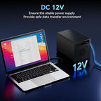 4 Bay Hard Drive Enclosure with Cooling Fan for 2.5/3.5" SATA HDD/SSD with USB A/C 3.0 Cable, Tool-Free HDD Enclosure, 3.5 Hard Drive Enclosure Support 80TB, Hot Swappable(NO RAID/NAS)