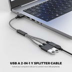 USB Y Splitter 1 in 3 Out (1Ft/30cm), USB Male to 3 Female Cable for PC/Laptop/MacBook/Keyboard/PS4/PS5/Flash Drive/LED Etc.(Black)