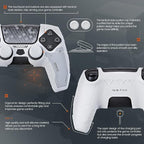 Geekshare G.S.TAC Tactical Compatible with PS5 Controller Skin Set, Tactical Silicone Cover for PS5 Wireless Controller with 2 Thumb Grips & 2 Stickers for Monster Hunter Wilds - White