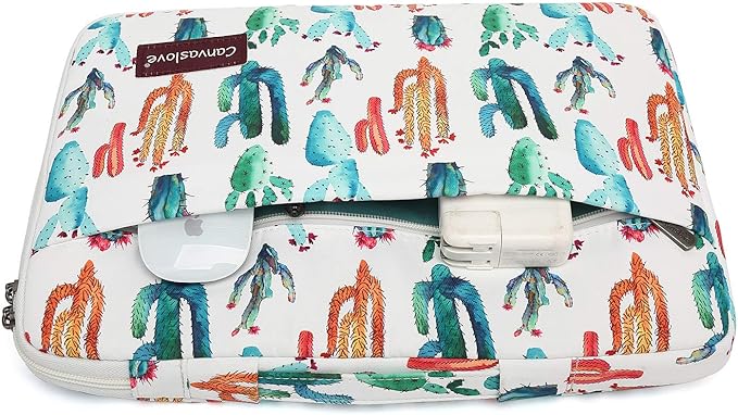 Canvaslove Cactus Rebound Bubble Cushioned Laptop Sleeve Case with Handle and Pockets for MacBook Pro 16 and 15 Inch,15.6 Inch Laptop