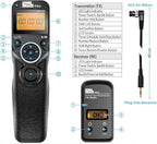Pixel LCD Wireless Shutter Release Remote Control TW283-DC0 Compatible with Nikon Z8 Z9 D3 D810A D3s D4 D5 D6 D800 D850 D800E D810A D810 D700 D500 D300 D300s D200 F100 F90 F90X F6 F5 N90s D1X D2H