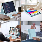 MMK iPad A16 Case (2025, 11"), iPad 10th Generation Case with Keyboard (2022, 10.9"), Wireless Detachable Keyboard, Pencil Holder (Blue)