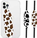Phone Grip Strap - Pack of 2 Reversible Finger Holder for Phone Back, Customizable Anti-Slip Design, Wireless Charging Compatible Detachable Holder for iPhone - Brown & Black Cows