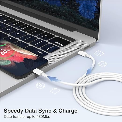 3-Pack [3.3FT+3.3FT+6.6FT] 60W USB C to USB C Cable, Type C to Type C Cable,Fast Charging Cable for iPhone 16 15 Pro Plus Pro Max，for Galaxy S24 S23, for iPad Pro/Air, for MacBook Pro/Air and More