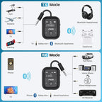 YMOO Bluetooth 5.4 Transmitter Receiver for Airplane, Wireless Bluetooth Adapter Travel Essentials, Supports to 2 Headphones, 25H Playtime, 2-in-1 Adapter with LED Display for TVs Gym Car Home