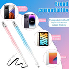 2PCS Stylus Pens for Touch Screens, Stylus Pen for iPhone/iPad/Tablet Android/Microsoft Surface, Compatible with All Touch Screens(White Pink/White Blue)