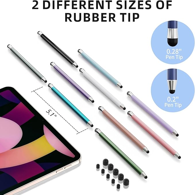 Stylus Pen for Touchscreen 10Pcs, 2-in-1 High Sensitivity & Precision Stylists pens, Stylus Pen for iPad/iPhone/Samsung/Android Tablets and Universal Capacitive Touch Screen (Pink)