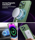 Magnetic for iPhone 14 Pro Max Case [Compatible with MagSafe][Built-in Camera Lens Protector] Slim Soft TPU Bumper Shockproof Metallic Luster Phone Case (Green)