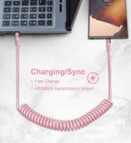 USB C to C Cable 3FT for Car, Coiled USB C Fast Charging Cable for iPhone 16, 2Pack Type C Cord for iPhone 15/Plus/Pro/Pro Max/Samsung Galaxy S23-Pink