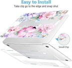 Mektron for MacBook Pro 16 inch Case 2020 2019 Release A2141, Soft Touch Plastic Laptop Case Pro 16-inch with Touch Bar & ID, Illustration Flower