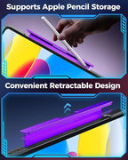 TSQQST Clear Wireless Keyboard Case for iPad (A16) 11th Generation 11-inch 2025/ iPad 10th Generation 10.9-inch with Pencil Holder & Multi-Touch Trackpad, 7-Color Backlight, 360 Rotatable, Purple