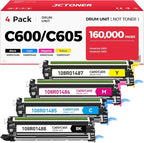 C600 C605 Drum Unit Color Imaging Drum 4-Pack Replacement Compatible with Xerox VersaLink C600 C605 Color Multifunction Printers | 108R01488 108R01485 108R01486 108R01487 (Black Cyan Yellow Magenta)