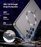 Magnetic for Samsung Galaxy S24 Case [Compatible with MagSafe][Built-in Camera Lens Protector] Slim Soft Silicone Bumper Shockproof Metallic Luster Phone Case (Gray)