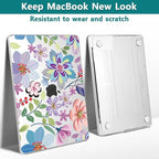 Teryeefi for MacBook Pro 14 inch Case M4 M3 M2 M1 (2025 2024 2022 2021 Release) Model A3112 A3185 A3401 A2918 A2992 A2779 A2442, PC Hard Shell+ Keyboard Cover +Type C Adapter, Pretty Flowers Clear-104
