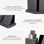 Wireless Charger with Desk Organizer, Wireless Charging Station for iPhone 13/13 Pro Max/13 Pro/12 Series/11/XS Max/XR/X/8Plus/SE 2, Wireless Charging Stand with Leather… (Gray)