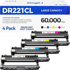 DR221CL Drum Unit (Not Toner)4-Pack Black Cyan Yellow Magent Compatible for Brother DR-221CL Imaging Drum for MFC-9130CW HL-3170CDW MFC-9340CDW HL-3140CW 3150CW MFC-9330CDW 9140CDN DCP-9020CDN Printer