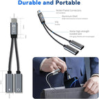 3PCS USB C Headphone Splitter,CCZ CA01 USB C to Type C Headphone Jack and Charger Adapter, 1 in 2 out Dongle Hi-Res DAC Audio Cable with PD 60W Fast Charging for Samsung Galaxy S25 S24 S23 (USBC-USBC)