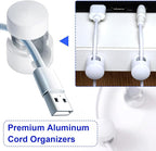 3 Sets Charger Holders for Cords, Adjustable Cable Anchor Holders, Adhesive Metal Cord Clips, Cable Management Wire Organizers for Desk, Office, Nightstand - White, Silver, Red Bronze