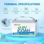 Redodo 4 Pack 12V 100Ah Lithium LiFePO4 Battery, Group 31 Battery Built in 100A BMS, Up to 15000 Cycles, 10 Years Lifetime, Perfect for RV, Off Grid, Solar, Marine, Trolling Motor