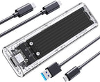 ORICO M.2 NVMe SSD Enclosure, USB 3.2 Gen 2 (10 Gbps), Transparent External Solid State Drive Adapter Enclosure for 2280 2260 2242 2230 PCI-E M2 M-Key SSD, USB Type C Converter Case-TCM2 Black