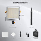 NEEWER 2 Pack Bi Color Dimmable 480 LED Video Light Kit, 28W 3200-5600K CRI96+ LED Panel with U Bracket 75" Tripod Stand Cleaning Cloth Bag, YouTube Recording Studio Photography Streaming Key Lighting