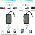 2025 Upgraded Pro Bluetooth 5.4 Transmitter Receiver,2-in-1 Airplane Wireless Adapter for Flight,TV,PC,Gym,Switch,Supports to 2 AirPods/Headphones;Audio AUX Receiver for Car/Home Stereo