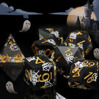 Haxtec Sticker Sharp Edge Dice Halloween Dice Resin DND Dice Set 7PCS Glow in The Dark Polyhedral D&D Dice for Compatible with Dungeons and Dragons