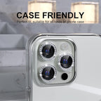 Choiche Compatible for iPhone 16 Pro/iPhone 16 Pro Max Camera Lens Protector Bling, 9H Tempered Glass Camera Cover Screen Protector Metal Ring Decoration Accessories (Diamond-Silver)