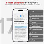 AI Voice Recorder with Transcribe Summarize: Note Voice Recorder with APP Control, 30H Continuous Recording, 64GB Memory Support 100+ Languages, AI Recorder for Calls, Lectures, Meetings