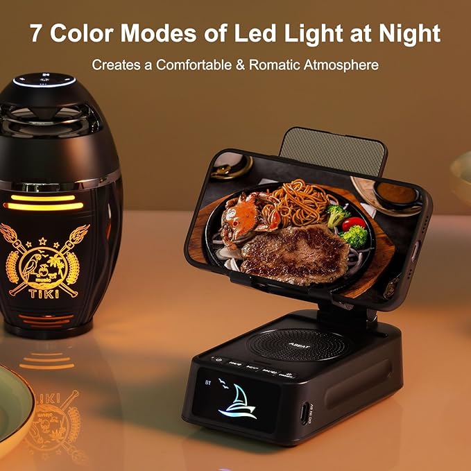 Gifts for Men Women, Cell Phone Stand with Bluetooth Speaker Led Light, Unique Gifts for Dad Him Husband Boyfriend, Cool Gadget Compatible with iPhone/Android, Ideal Gifts for Christmas