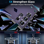 YWXTW Camera Lens Protector for Samsung Galaxy S24 Ultra, [Lithography Laser Gradient] [5X Strengthen] Bling Glitter Tempered Glass Screen Protector Metal Ring Camera Lens Cover (Titanium Violet)