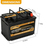 Weize Platinum AGM Battery BCI Group 48-12v 70ah H6 Size 48 Automotive Battery, 120RC, 760CCA, 36 Months Warranty, Dimensions 10.94" L x 6.89" W x 7.48" H